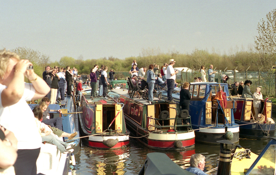 Barges overlooking Aintree Racecourse.